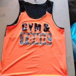 Womans Xs PINK Victoria's Secret Orange Black Athletic Tank Top